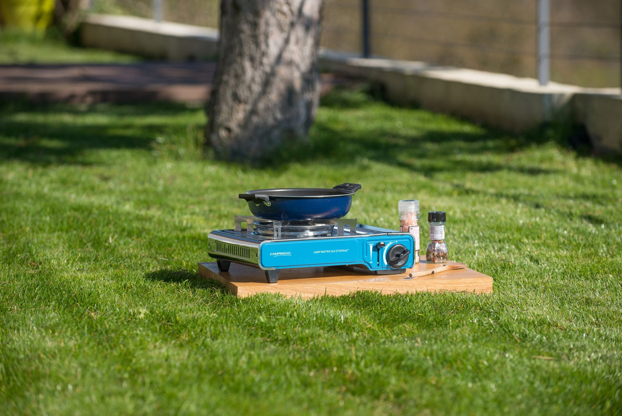 Cocina De Gas Campingaz Camp'Bistro Dlx Stopgaz (Plata/Azul, Cocina De Una Sola Llama De 2,2 Kw)