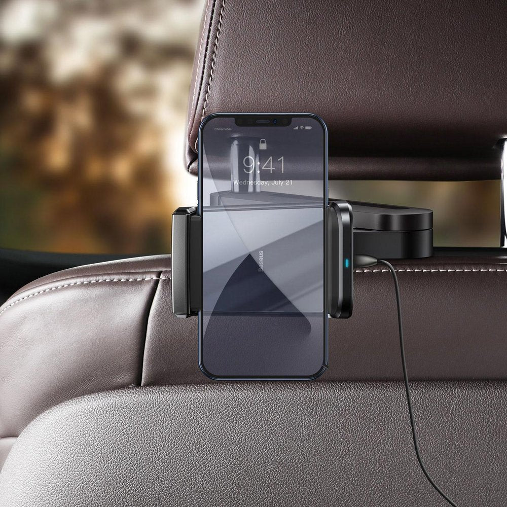 Baseus Car Mount Wireless Charger Energy Storage Backseat Phone Holder 15w Black (Wxhz-01)