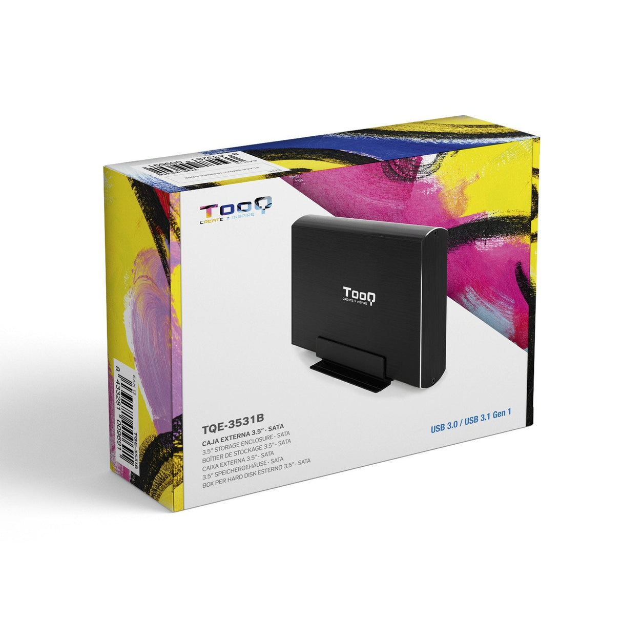 Tooq Carcasa Externa Hdd 3.5" Sata Usb 3.0/3.1 Gen1 Con Soporte - Negro