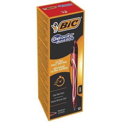 Boligrafo Bic Gelocity Quick Dry Retractil Tinta Gel Rojo Punta De 0,7 Mm -1u-