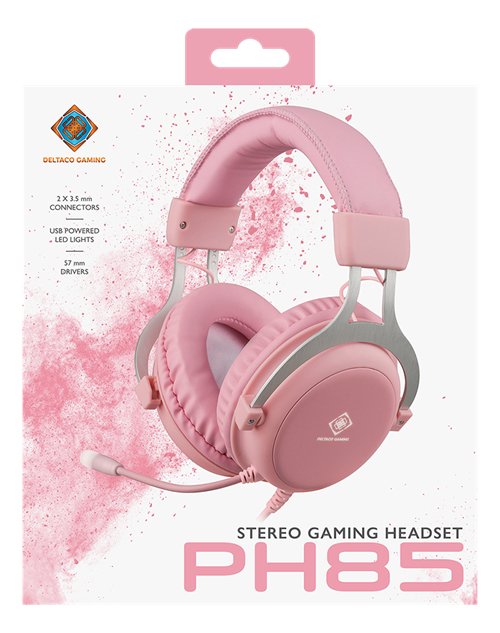 Deltaco Gam-030-P Auriculares Alámbrico Diadema Juego Usb Tipo A Rosa