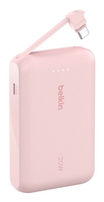 Powerbank Belkin Bpb021hqpk Boost Charge 10,000 Mah Charge Con Cable Integrado Usb-C 20w  Rosa