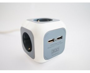 EAN 8436531550424 - 3GO REG4CUBEUSB base múltiple 1,4 m 4 salidas AC Interior Gris, Blanco imagen 3