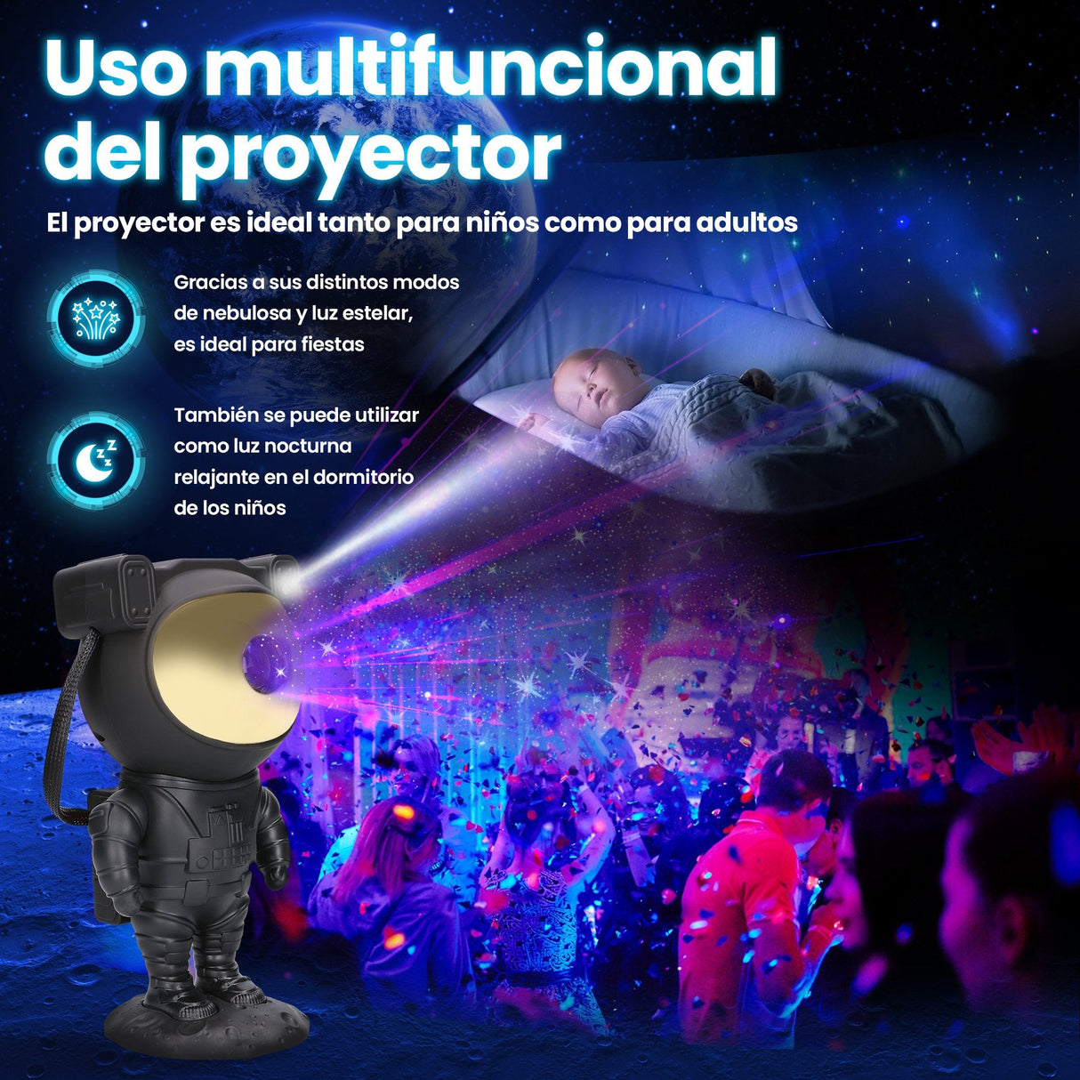 Extralink Home Astronauta Black Projektor Gwiazd 04