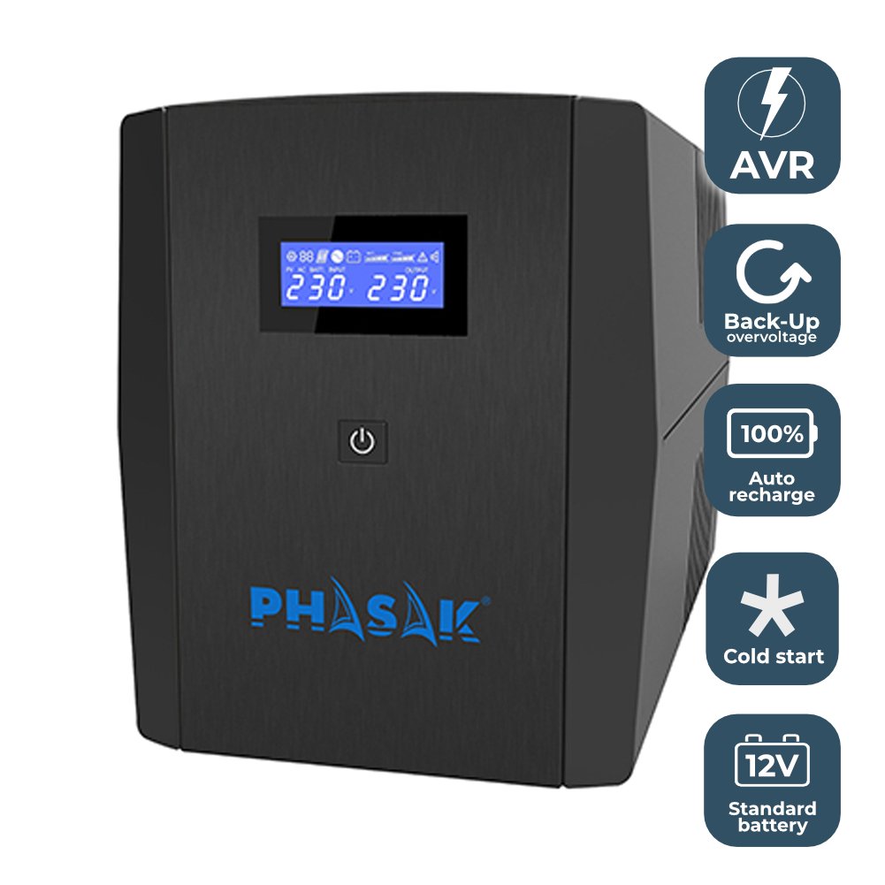 EAN 5605922007240 - Phasak Sirius sistema de alimentación ininterrumpida (UPS) Línea interactiva 1,26 kVA 720 W 4 salidas AC imagen 4