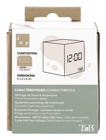 Tnb Joy - Reloj Led 3 Alarmas - Efecto Madera
