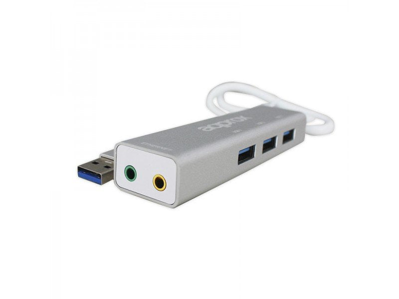 Approx Tarjeta Sonido Usb 5.1 + Hub Usb 3.0 3xusb3.0/Audio Entrada Y Salida
