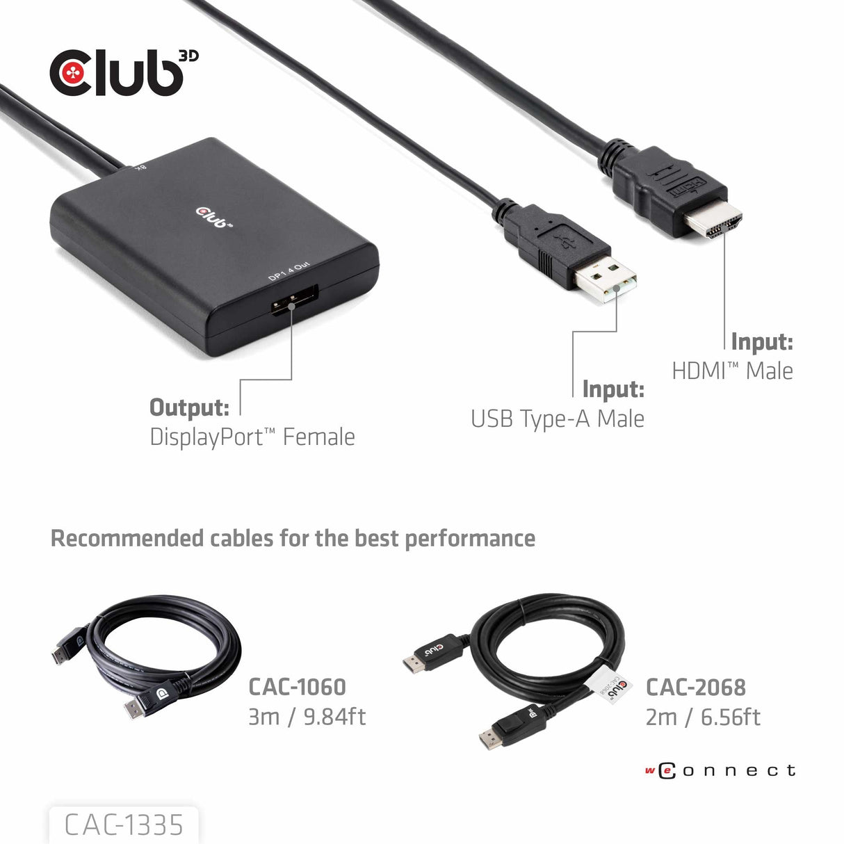 EAN 8719214472498 - CLUB3D CAC-1335 adaptador de cable de vídeo 1 m HDMI + USB DisplayPort Negro imagen 2