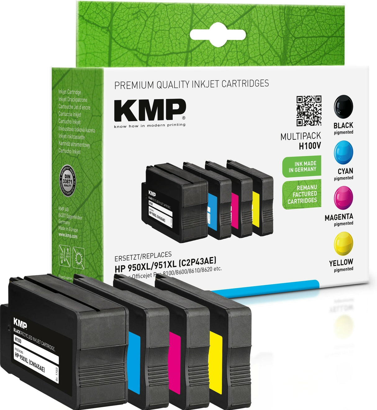 Kmp Cartucho Hp 950xl C2p43ae Multipack Bk C Y M Remanufactured