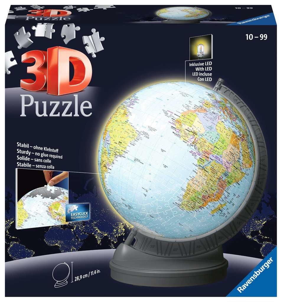 Globo Terráqueo Rompecabezas 3d De Ravensburger Con Luz 11549