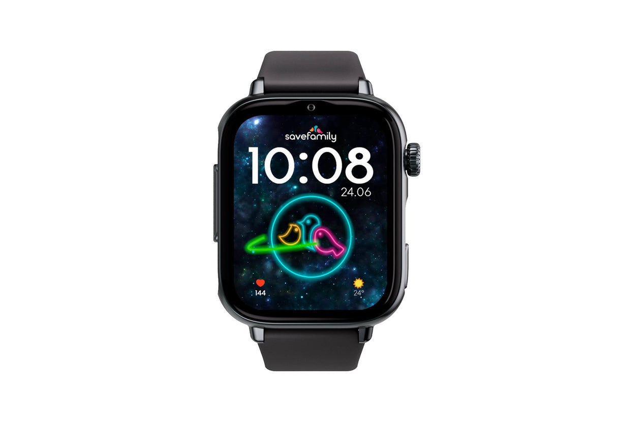 Savefamily Reloj Inteligente Infantil Savewatch Plus 2 - Pantalla Amoled - Carcasa Negra - Correa Silicona Negra