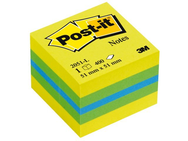 Post-It Mininotas Adhesivas Colores 51x51mm 400 Hojas/Block Colores  Limon; Verde, Azul Y Amarillo
