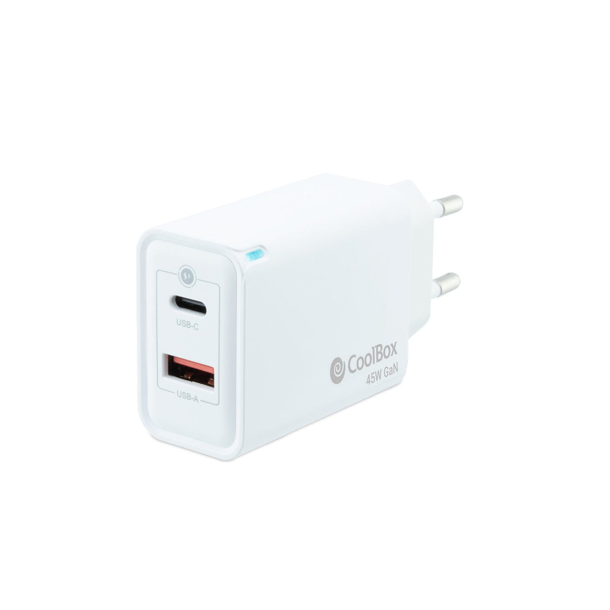 Coolbox Cargador Pared/Viaje 3.0 Gan Usb-C/Pd + Usb-A 45w Blanco Coolbox Máximo 45w/ 1xusb-C, 1xusb-A/ Quickcharge 3.0