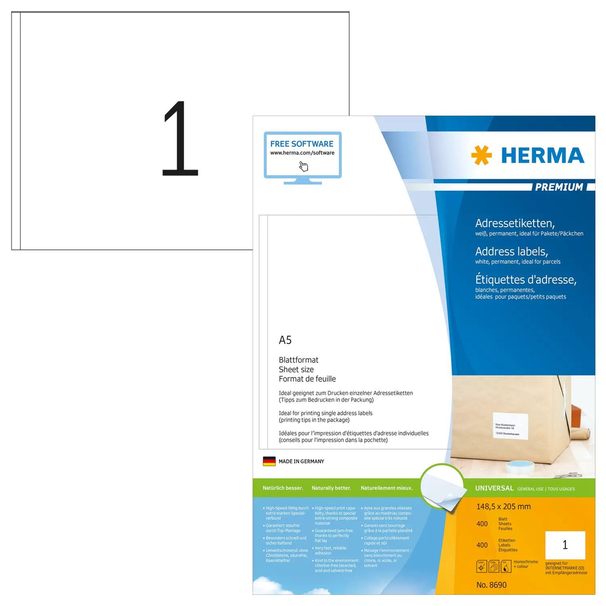 EAN 4008705086905 - HERMA 8690 etiqueta para dirección Blanco imagen 1