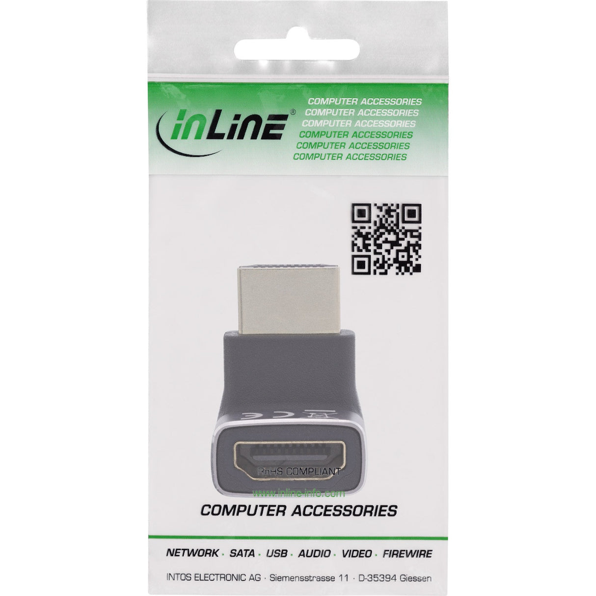 Inline® Hdmi Adapter, Hdmi A Plug / Socket, 90° Up, 8k Uhd