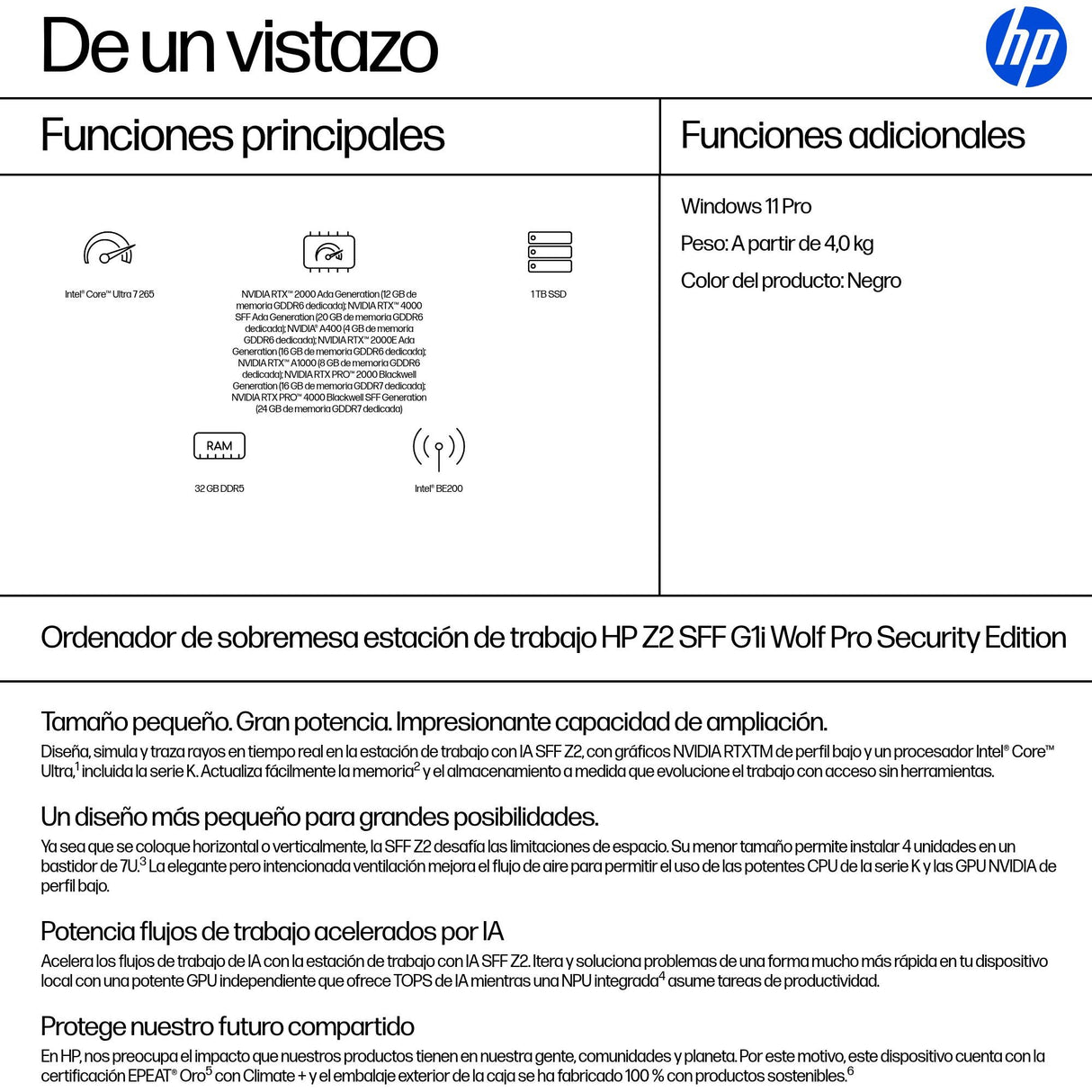 EAN 0826581352266 - HP None Intel Core Ultra 7 265 32 GB DDR5-SDRAM 1 TB SSD Windows 11 Pro SFF Puesto de trabajo AI Workstat imagen 3