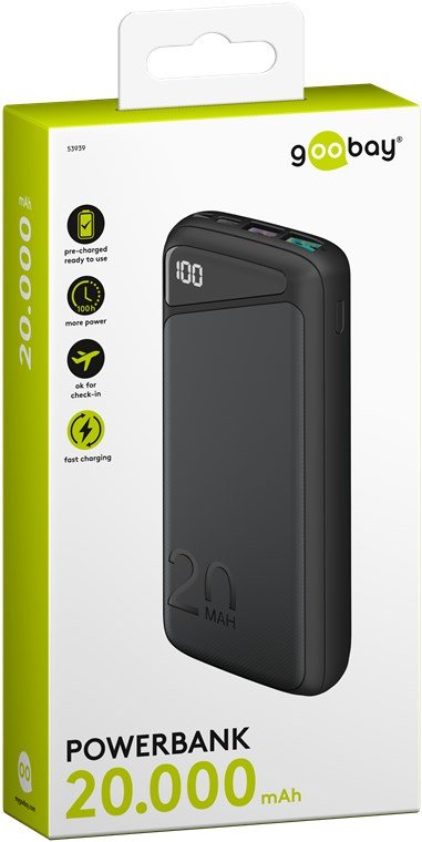 Goobay 53939 Powerbank Batería Externa Polímero De Litio 20000 Mah Negro