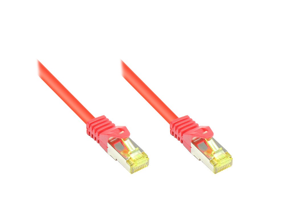 Goodconnections Rj45 Cable De Red Mit Cat. 7 Rohcable Und Rastnasenschutz (), S Ftp, Pimf, Halogenfrei, 500mhz, Ofc, Rot, 5m,