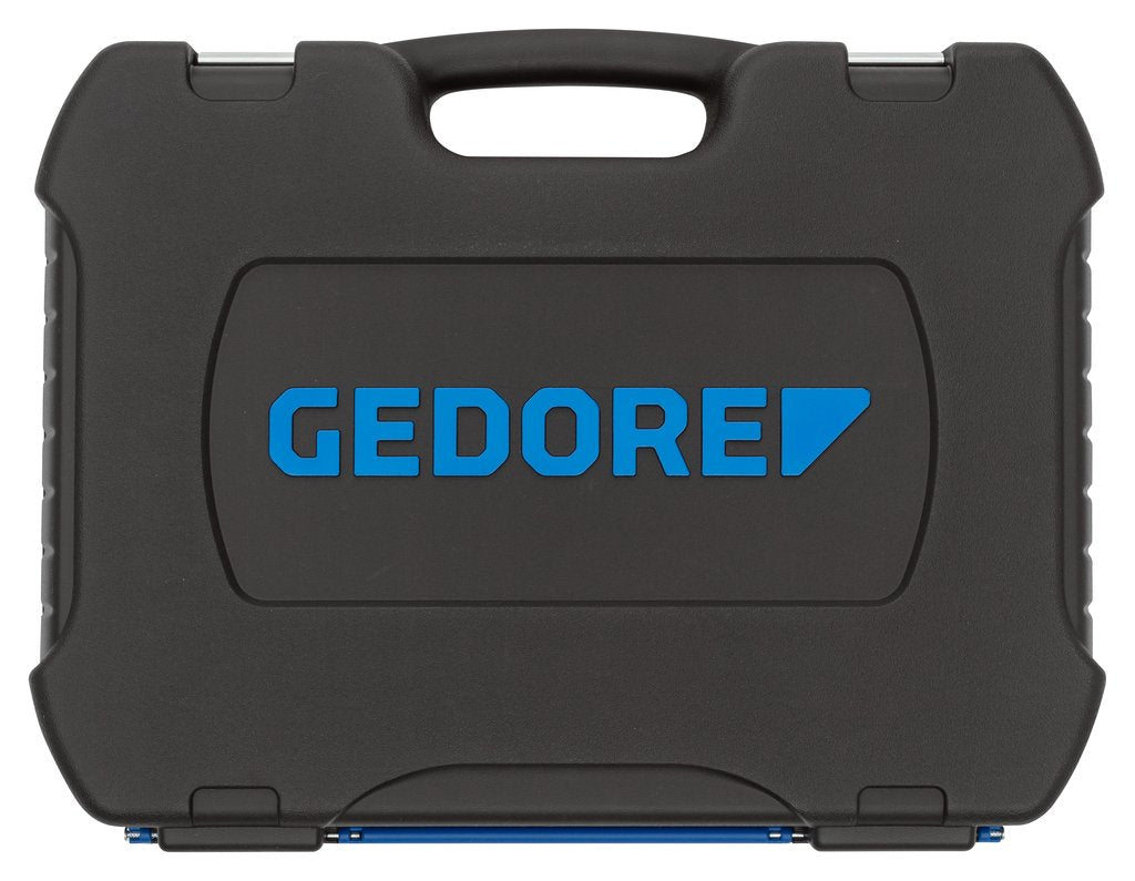 Gedore Juego De Llaves De Vaso 19 Bmc 20, 1/4" + 1/2", Juego De Herramientas Negro/Azul, 69 Piezas, Con 2 Carracas Reversibles
