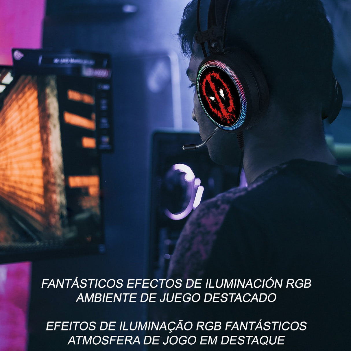 Auricular Gaming Deadpoool Negro Sonido Virtual 7.1/ Jack3.5mm/ Cable 2.2m