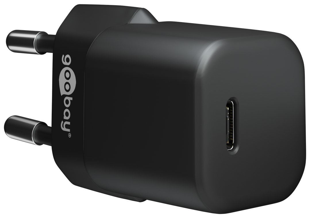 Goobay Apple Lightning / Usb-C Pd Set De Carga Nano 20 Vatios, Cargador Negro, Cable De 1 Metro, Pd 61083