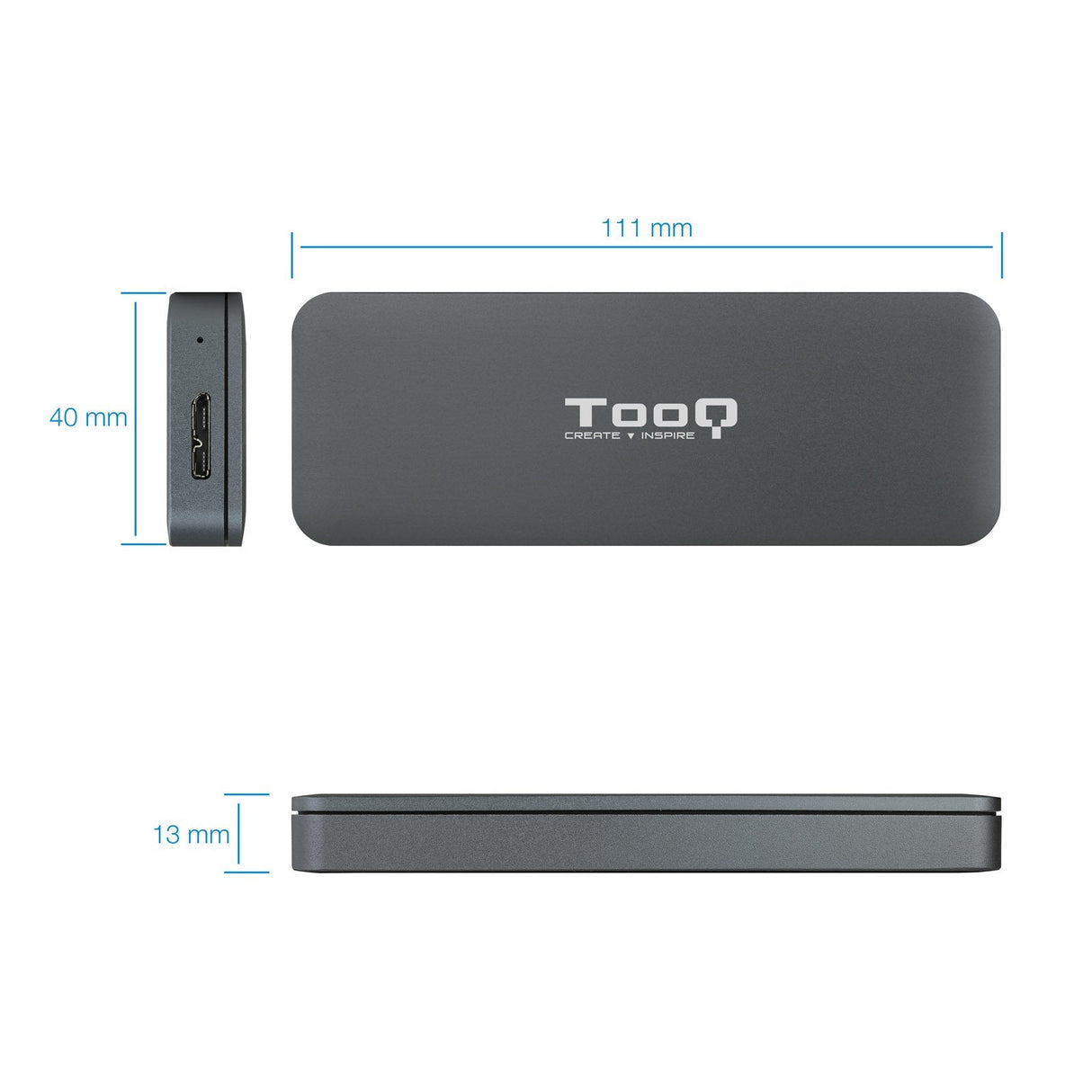 Tooq Carcasa Externa Ssd M2 Ngff Usb-C - Gris