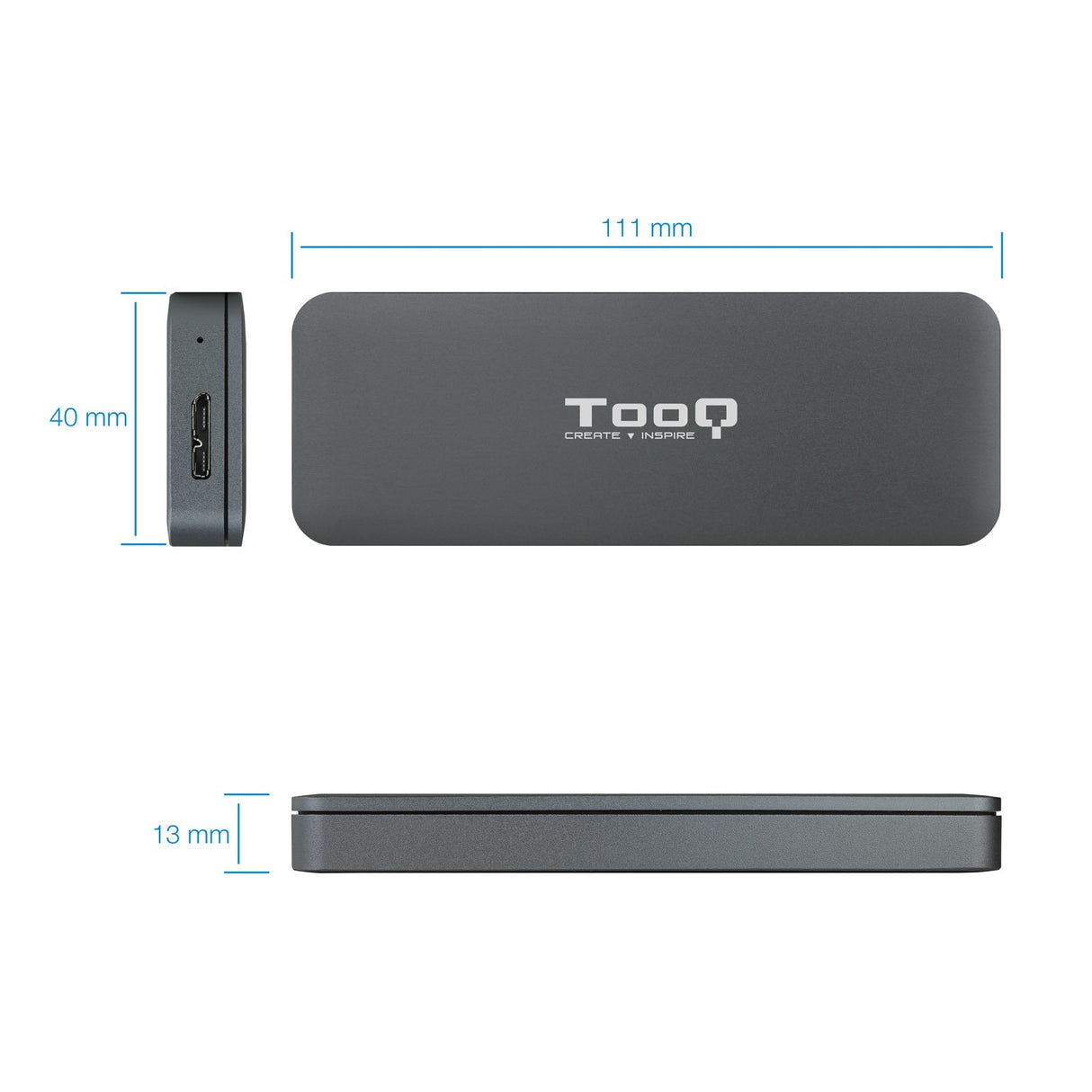 EAN 8433281009929 - TooQ TQE-2281G caja para disco duro externo Caja externa para unidad de estado sólido (SSD) Gris M.2 imagen 3