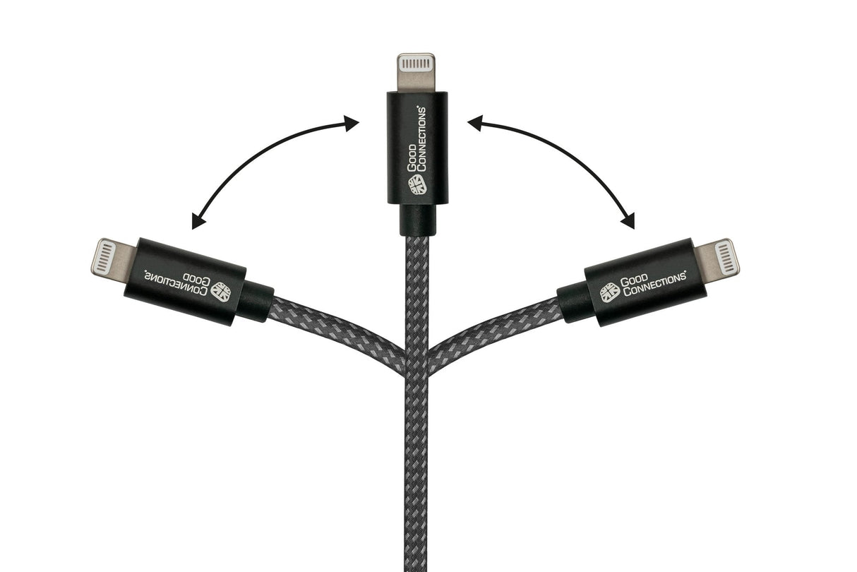 Goodconnections Usb-C 2.0 > Lightning (St-St) 0,5m Ladecable Textilmantel 18w Schwarz