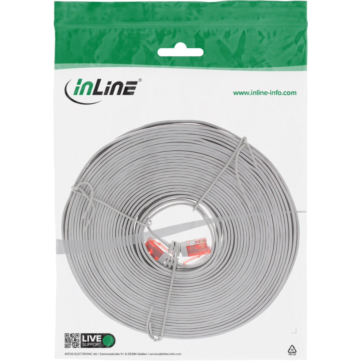 Inline Flat Ultraslim Cable De Red U/Utp Cat.6 Gigabit Ready Gris 10m