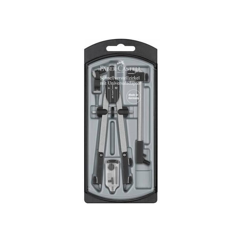 Faber-Castell Compas De Ajuste Rapido Con Alargadera - Articulaciones En Ambos Brazos - Accesorios De Recambio -