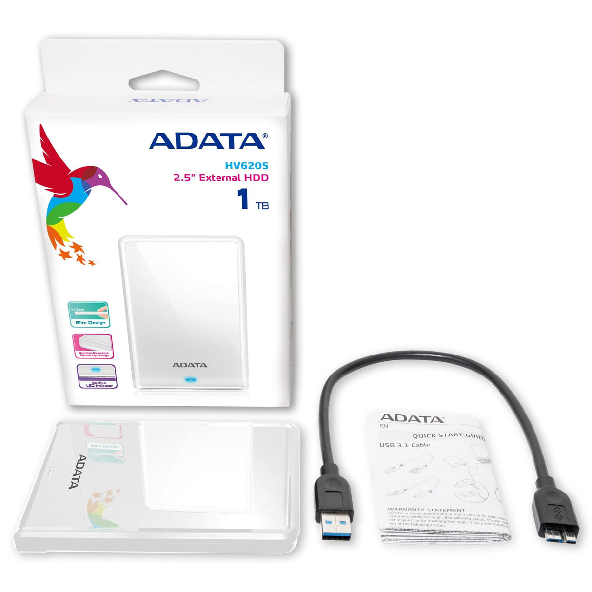 EAN 4713218461803 - ADATA AHV620S-1TU3-CWH disco duro externo 1 TB 2.5" Micro-USB B 3.2 Gen 1 (3.1 Gen 1) Blanco imagen 3