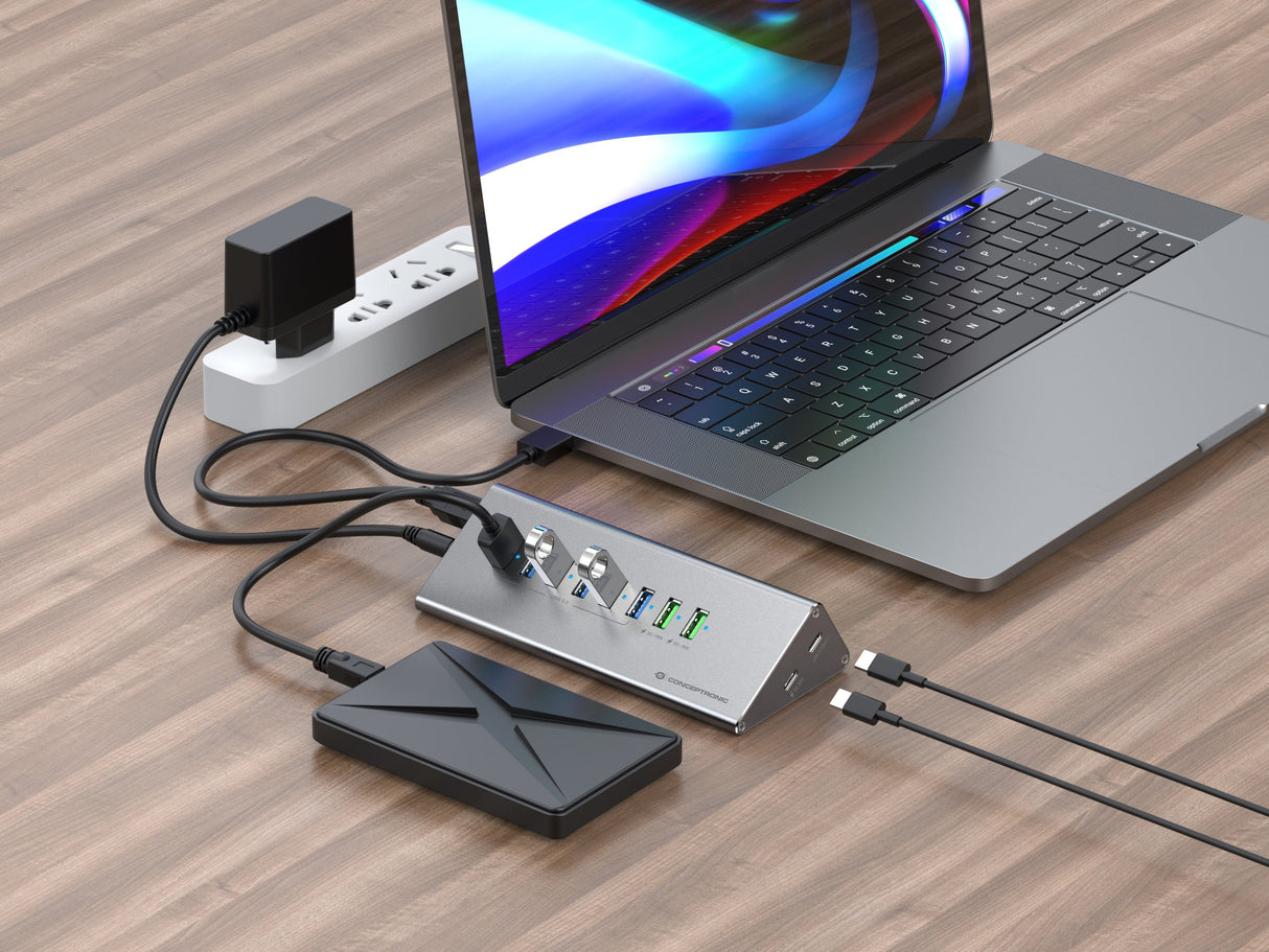 EAN 4015867234389 - Conceptronic HUBBIES18G hub de interfaz USB 3.2 Gen 1 (3.1 Gen 1) Type-B 5000 Mbit/s Gris imagen 5