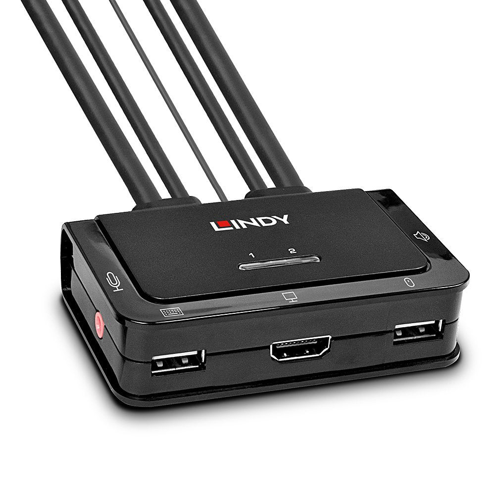 Lindy 2 Port Hdmi 2.0 18g, Usb 2.0 Kvm Switch Mit Audio
