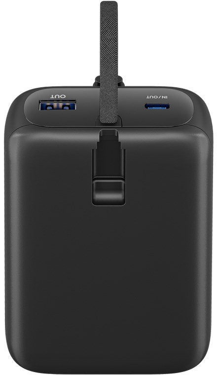 Goobay Powerbank 20.000 Mah, Integriertes Usb-C Cable 13cm, 30 Watt (Negro, 20 Ah, 1x Usb-A, 2x Usb-C, Pd, Qc) 76252