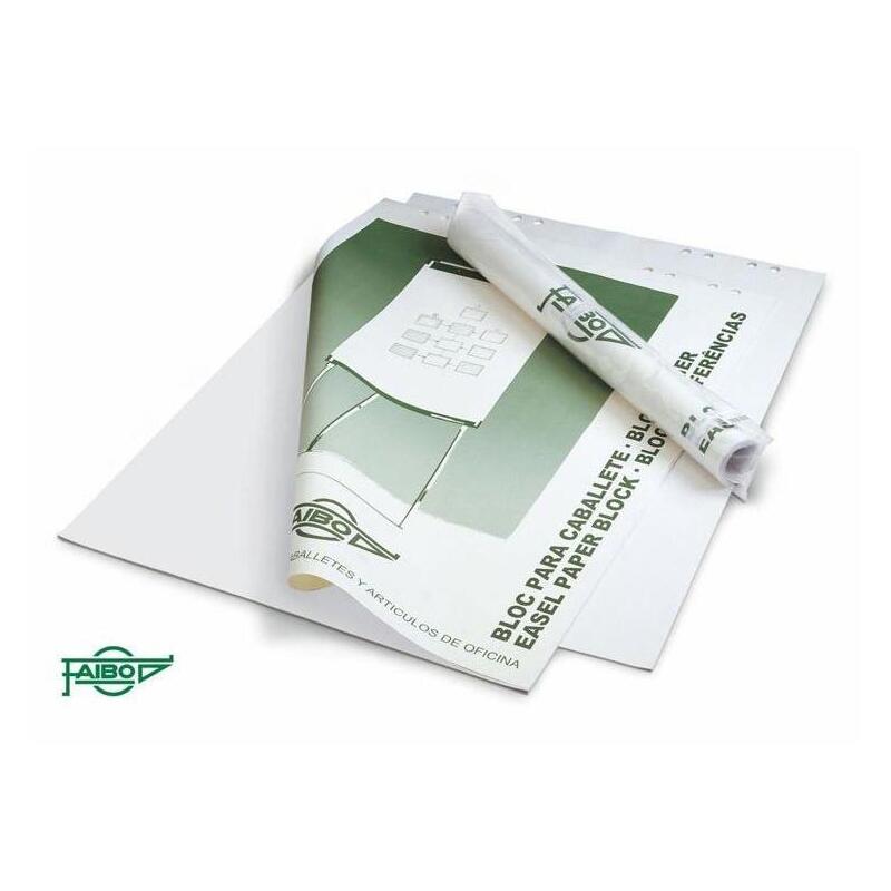 Faibo Bloc De 25 Hojas Papel Liso Para Pizarras Caballete 65x90 Cm En Bolsa Individual