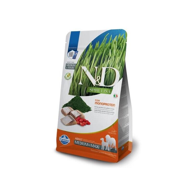 Farmina N&D Spirulina Herring Adult Med/Maxi - Alimento Seco Para Perros - 7 Kg