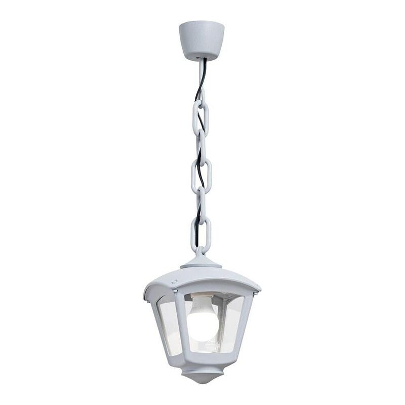 Farol Techo Con Cadena Sicar/Roby, Transparente, E27, Blanco, 195 X 195 X 700 Mm
