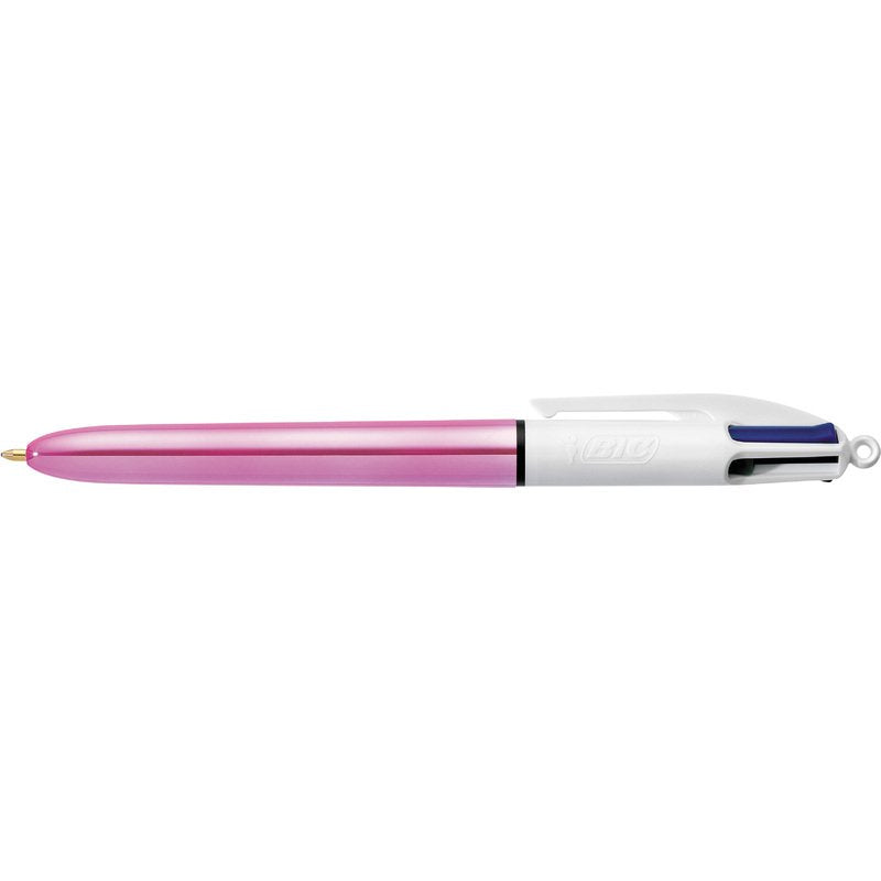 Bic Bolígrafo Shine Silver Tinta 4 Colores Cuerpo Blanco/Rosa Metálico Caja -12u-