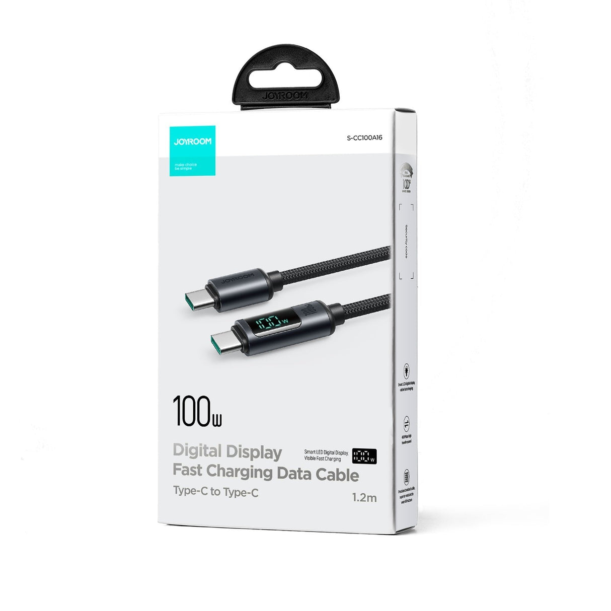 Joyroom Cable Prism Series 100?W Usb-C A Usb-C 1,2?M Con Pantalla Led (Negro)