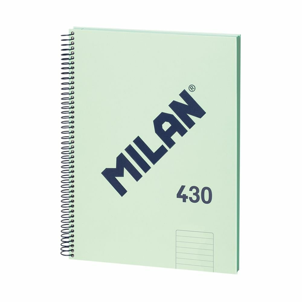 Milan Cuaderno Espiral Formato A4 Pautado 7mm - 80 Hojas De 95 Gr/M2 - Microperforado, 4 Taladros - Color Verde
