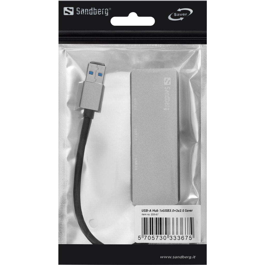 EAN 5705730333675 - Sandberg 333-67 hub de interfaz USB 3.2 Gen 1 (3.1 Gen 1) Type-A 5000 Mbit/s Gris imagen 2
