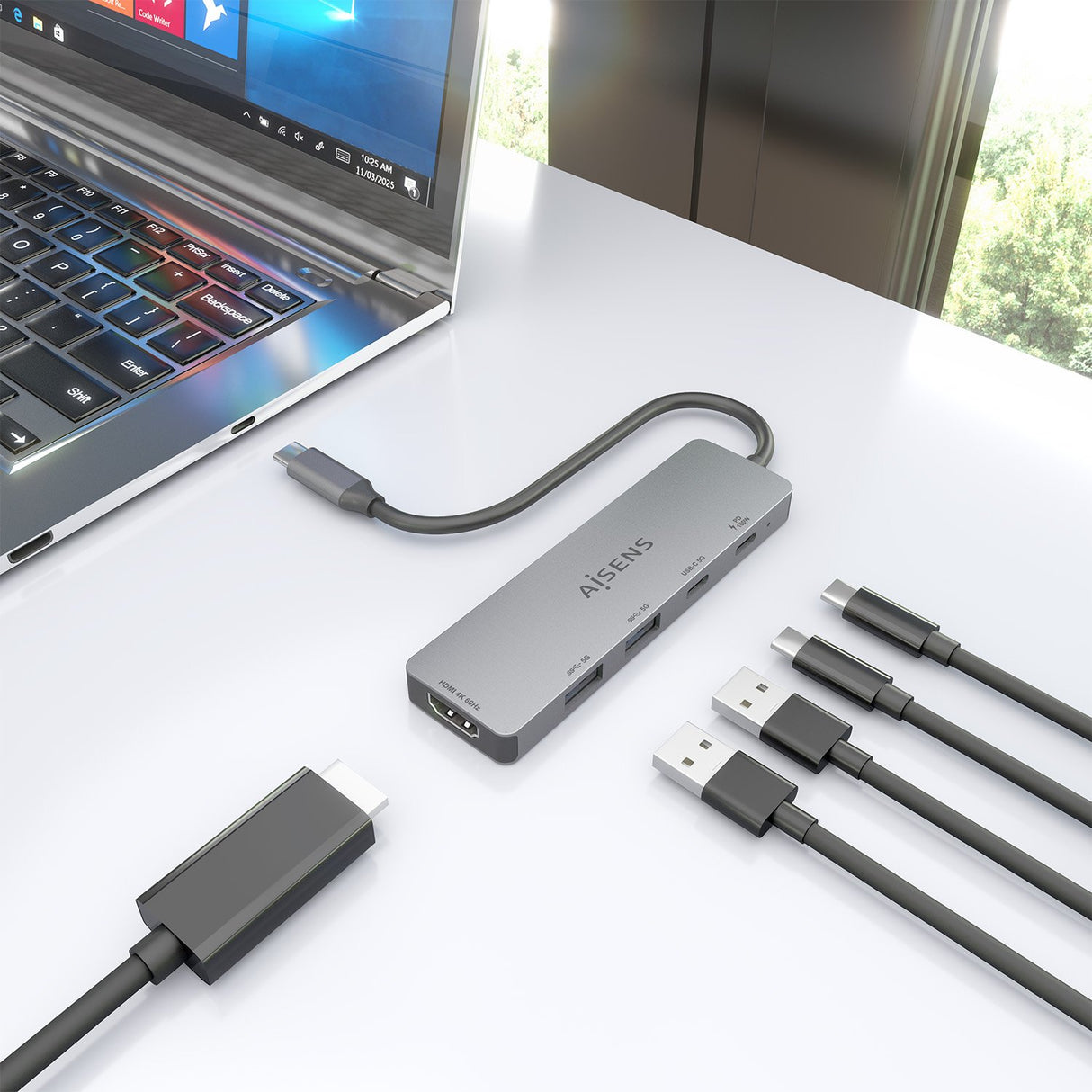 EAN 8435739903568 - AISENS ASUC-5P028-GR base para portátil y replicador de puertos Alámbrico USB 3.2 Gen 1 (3.1 Gen 1) Type- imagen 6