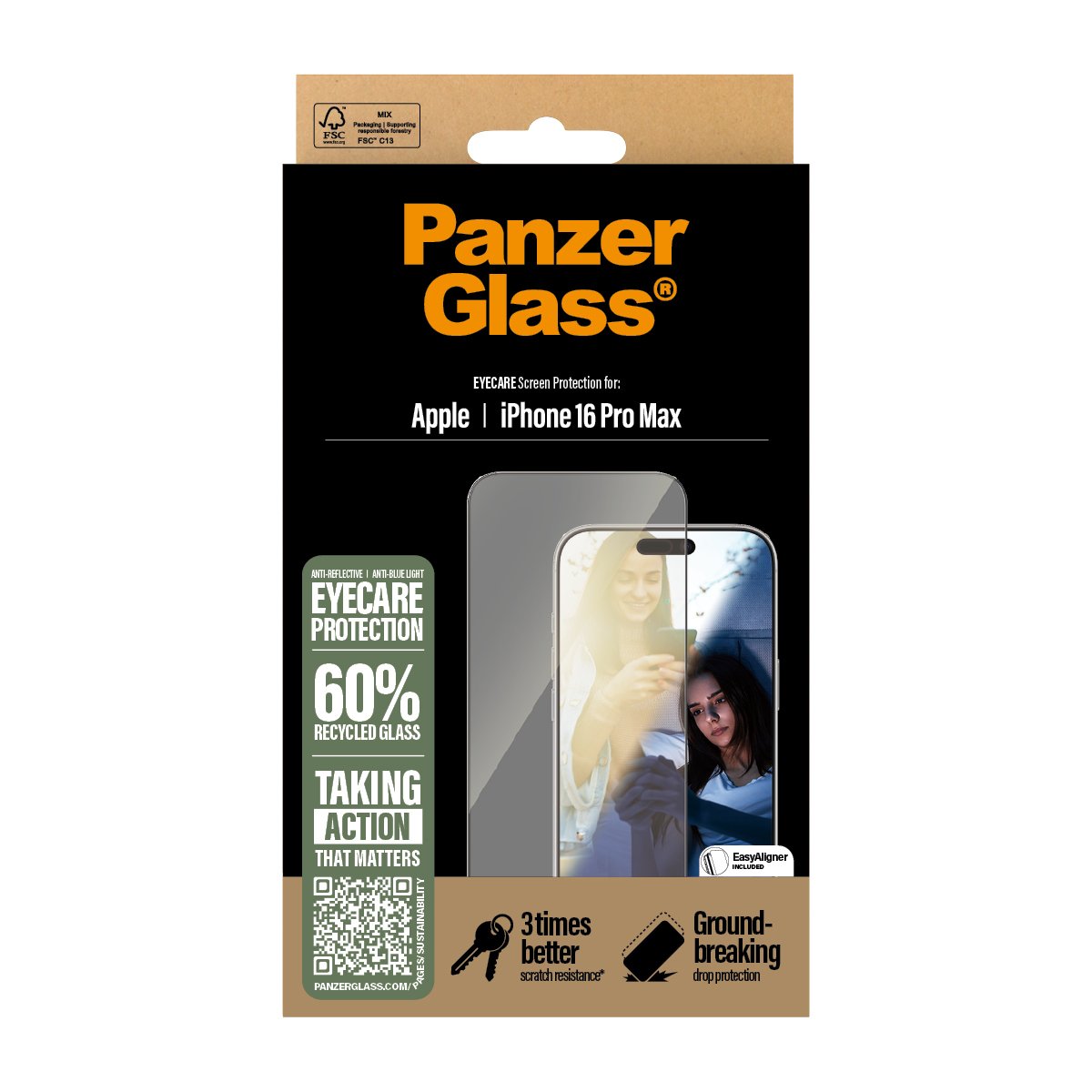 EAN 5715685002564 - PanzerGlass ® EyeCARE™ Screen Protector iPhone 16 Pro Max | Ultra-Wide Fit Protector de pantalla Apple 1 imagen 3