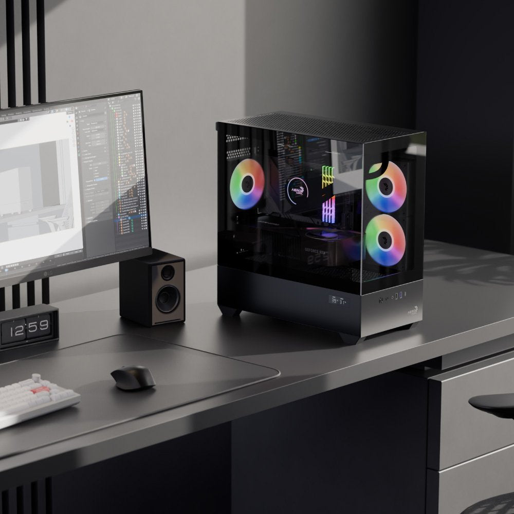 Caja Micro-Atx Aerocool P300d Digi Argb Cristal Templado Pr