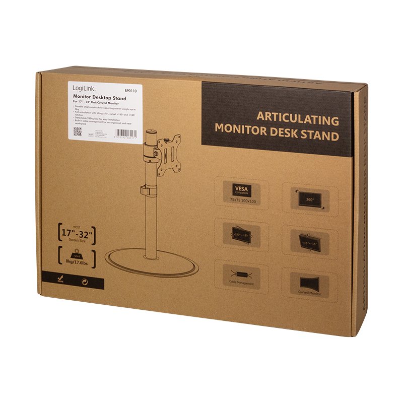 EAN 4052792060171 - LogiLink BP0110 soporte para monitor 81,3 cm (32") Escritorio Negro imagen 5