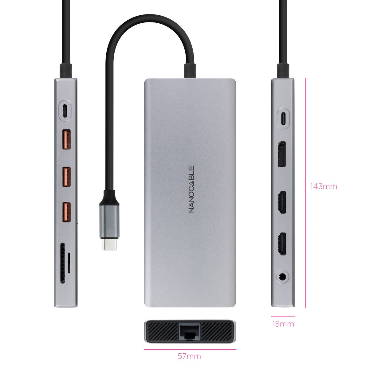 EAN 8433281015579 - Nanocable 10.16.4612 base para portátil y replicador de puertos Alámbrico USB 3.2 Gen 1 (3.1 Gen 1) Type- imagen 2