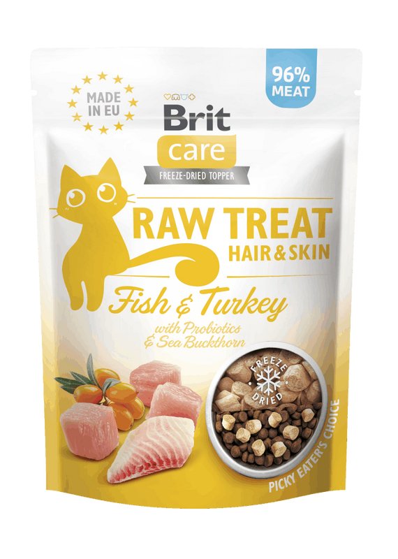 Brit Care Raw Treat Hair&Skin Fish With Turkey - Goma Para Gatos - 40g