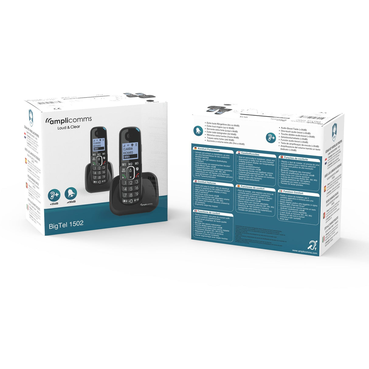 Amplicomms Bigtel 1502 Eu Schwarz Grosstastentelefon