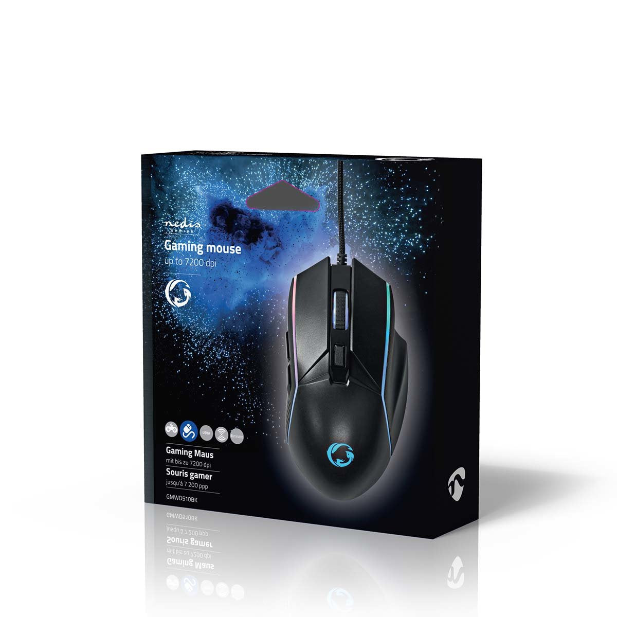 EAN 5412810411269 - Nedis GMWD510BK ratón Juego mano derecha USB tipo A Óptico 7200 DPI imagen 14