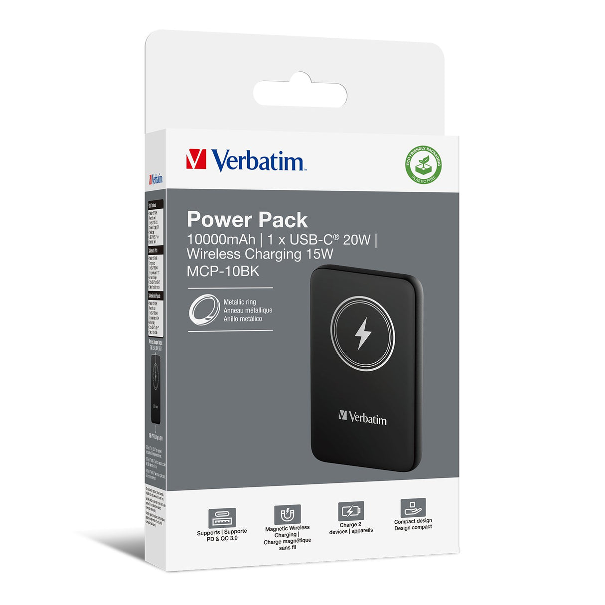 EAN 0023942322450 - Verbatim Charge 'n' Go Polímero de litio 10000 mAh Cargador inalámbrico Negro imagen 5